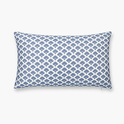Evora Indoor Outdoor Lumbar Pillow Cover, Ravenala Palm Tree, Azure Blue, 12"x20"