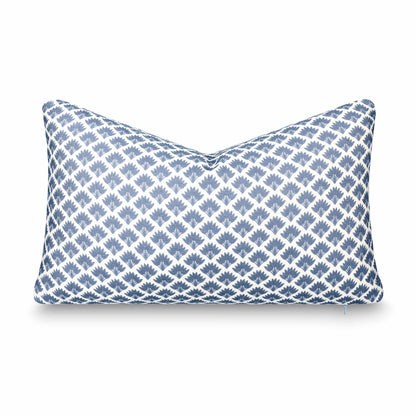 Evora Indoor Outdoor Lumbar Pillow Cover, Ravenala Palm Tree, Azure Blue, 12"x20"