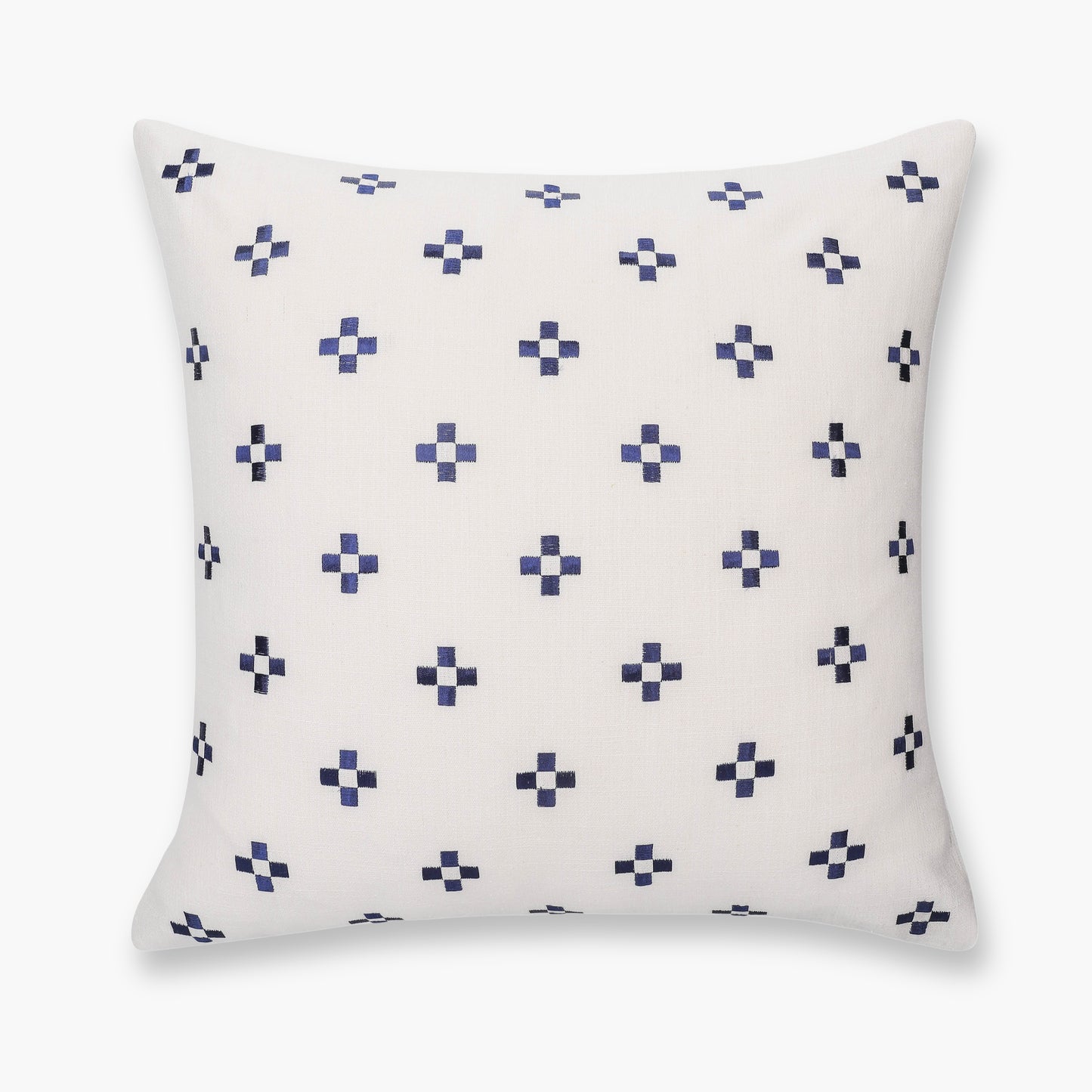 Rowena Indoor Outdoor Throw Pillow Cover, Small Squares, Neutral Navy, 20"x20"