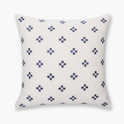 Rowena Indoor Outdoor Throw Pillow Cover, Small Squares, Neutral Navy, 20"x20"