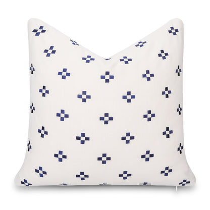 Rowena Indoor Outdoor Throw Pillow Cover, Small Squares, Neutral Navy, 20"x20"