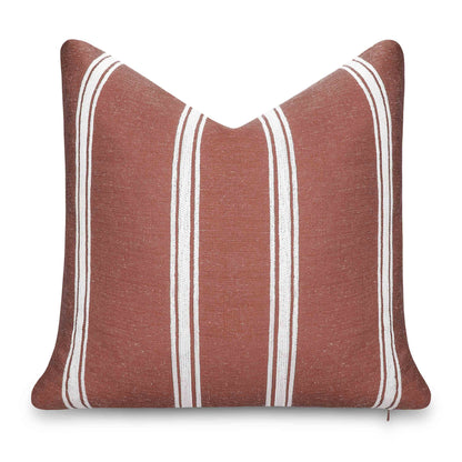 Elowen Indoor Outdoor Throw Pillow Cover, Stripes, Rust Orange White, 20"x20"