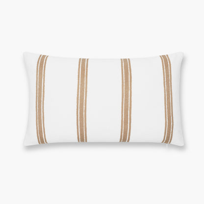 Elowen Indoor Outdoor Lumbar Pillow Cover, Stripes, Neutral Ivory Cream, 12"x20"