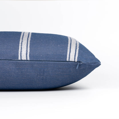 Elowen Indoor Outdoor Lumbar Pillow Cover, Stripes, Azure Blue White, 12"x20"