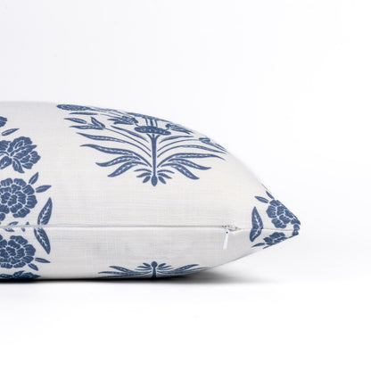 Calista Indoor Outdoor Throw Pillow Cover, Floral, Azure Blue, 20"x20"