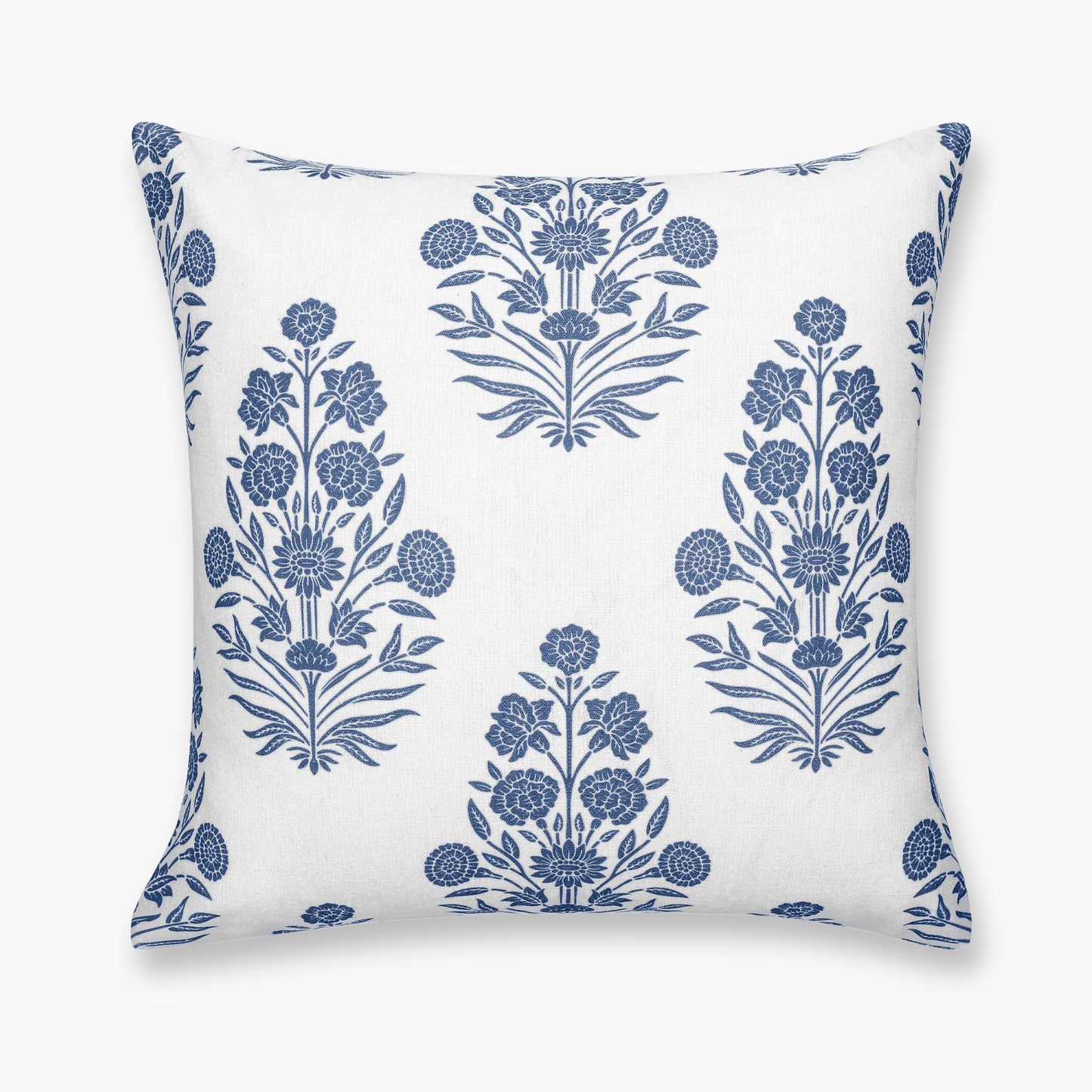 Calista Indoor Outdoor Throw Pillow Cover, Floral, Azure Blue, 20"x20"