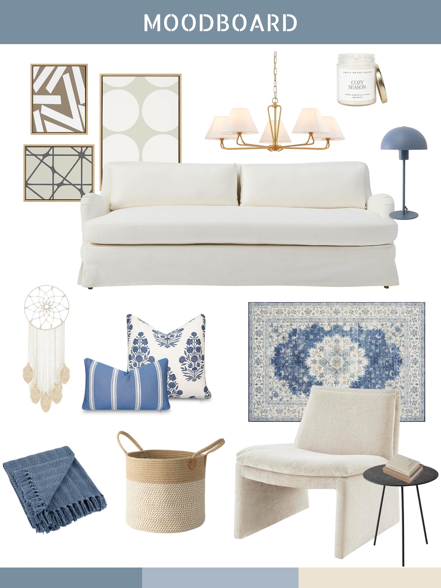 Calista Indoor Outdoor Throw Pillow Cover, Floral, Azure Blue, 20"x20"