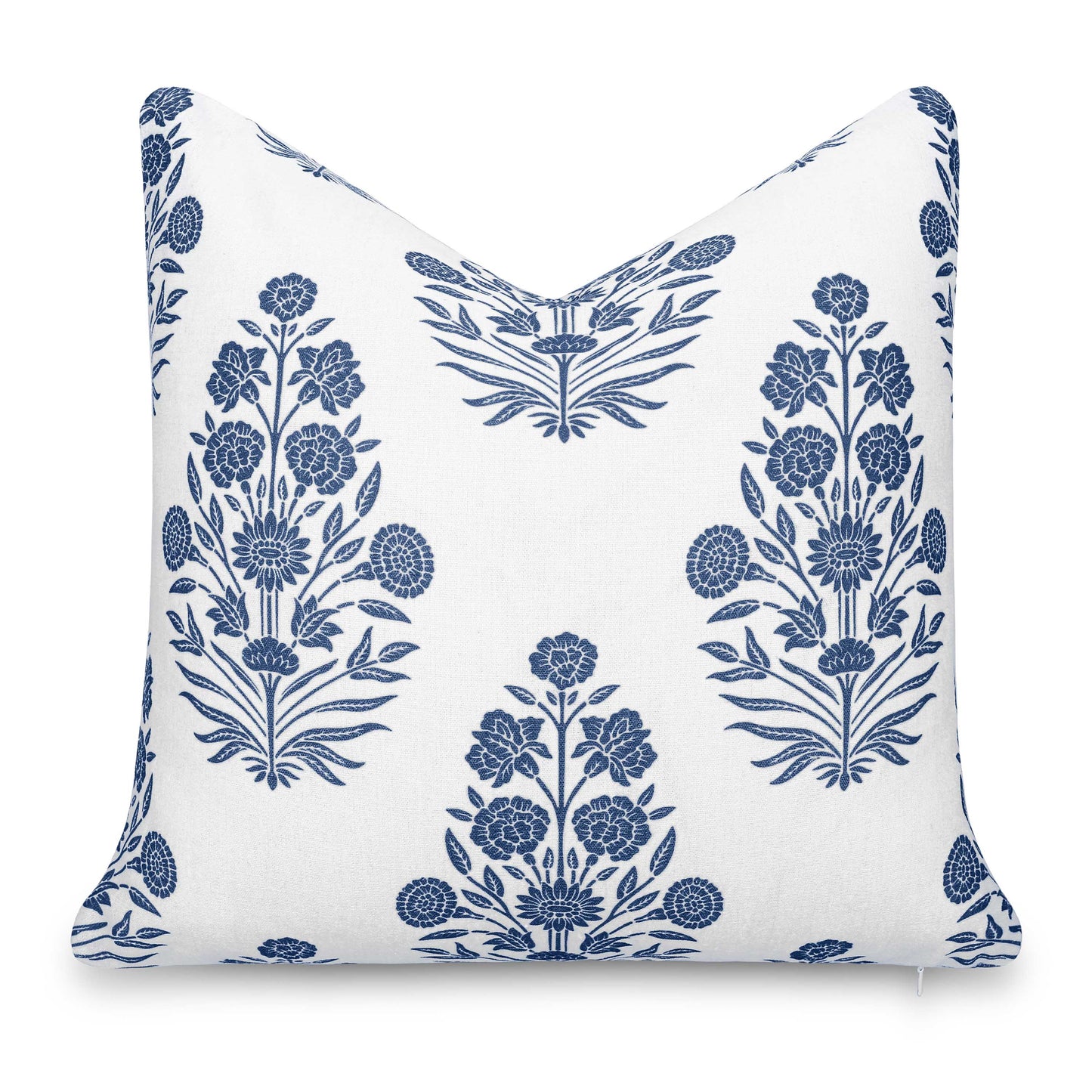 Calista Indoor Outdoor Throw Pillow Cover, Floral, Azure Blue, 20"x20"