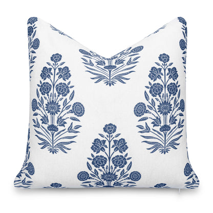 Calista Indoor Outdoor Throw Pillow Cover, Floral, Azure Blue, 20"x20"