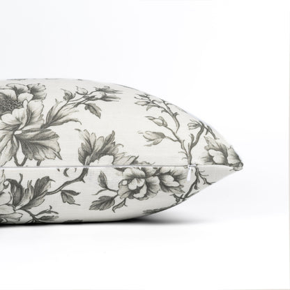 Jouel Indoor Outdoor Lumbar Pillow Cover, Vintage Chinoiserie Floral, Oliver Green, 12"x20"