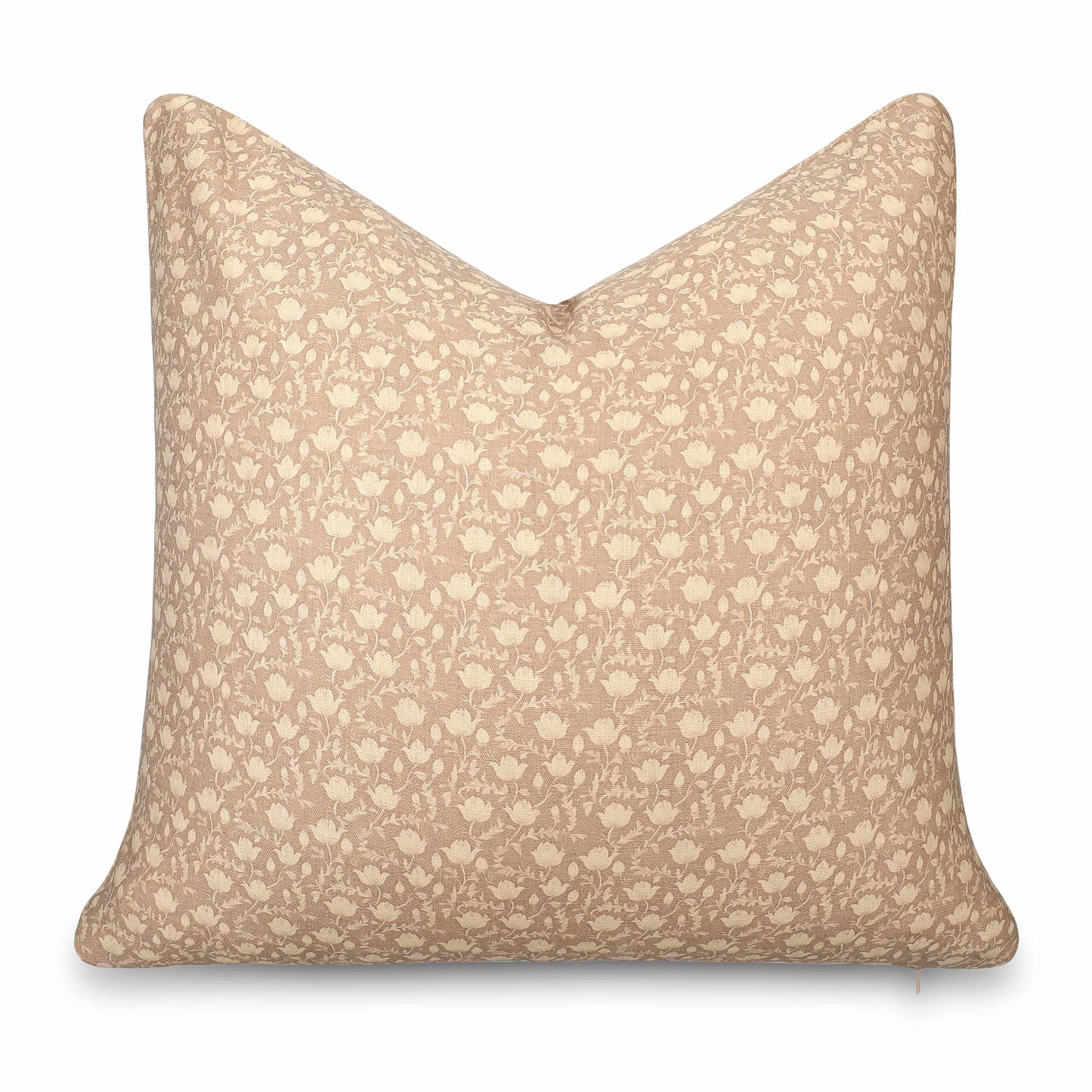 Alessia Indoor Outdoor Throw Pillow Cover, Botanical Flowers and Leaves, Ivory Cream Tan, 22"x22"
