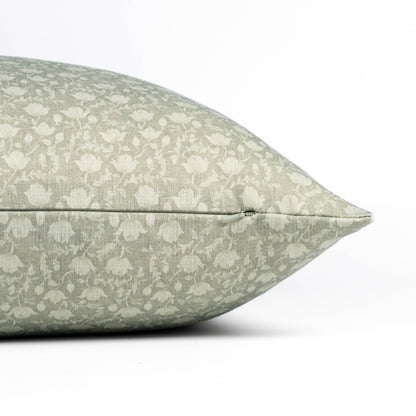 Alessia Indoor Outdoor Throw Pillow Cover, Botanical Flowers and Leaves, Light Green, 22"x22"