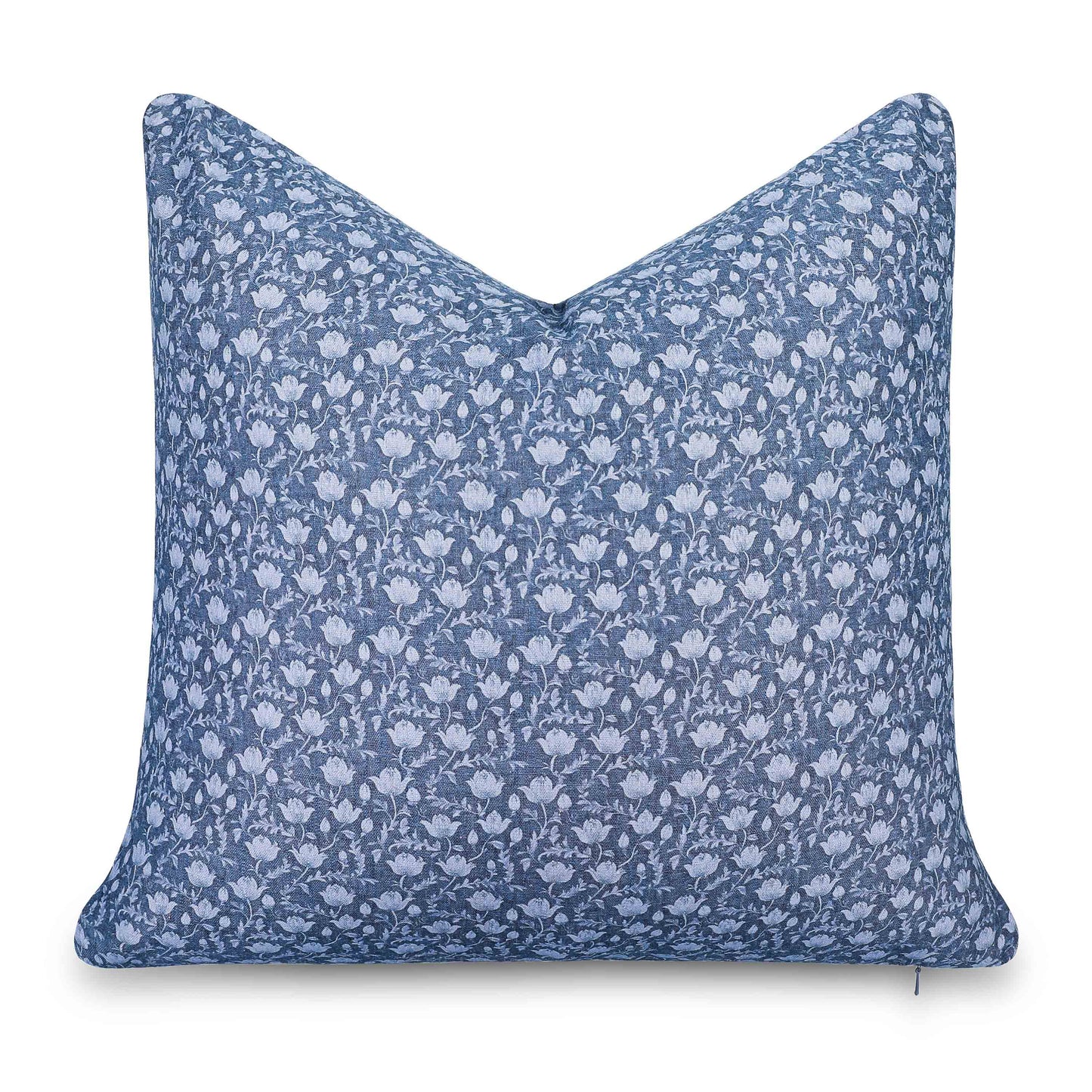 Alessia Indoor Outdoor Throw Pillow Cover, Botanical Flowers and Leaves, Azure Blue, 22"x22"