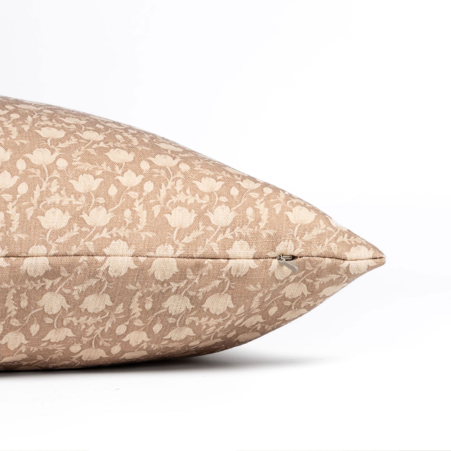 Alessia Indoor Outdoor Lumbar Pillow Cover, Botanical Flowers and Leaves, Ivory Cream Tan, 12"x20"