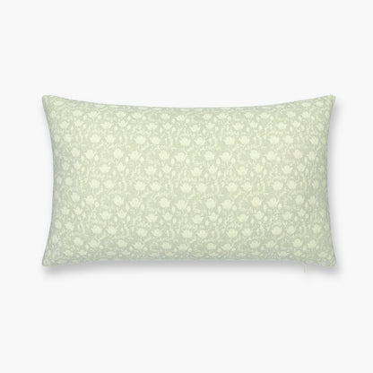 Alessia Indoor Outdoor Lumbar Pillow Cover, Botanical Flowers and Leaves, Light Green, 12"x20"
