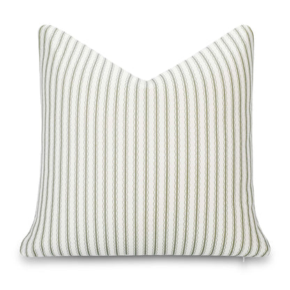 Liora Indoor Outdoor Throw Pillow Cover, Wave Stripes, Oliver Green, 22"x22"