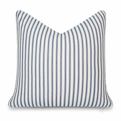 Liora Indoor Outdoor Throw Pillow Cover, Wave Stripes, Dark Navy, 22"x22"