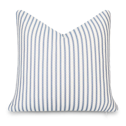 Liora Indoor Outdoor Throw Pillow Cover, Wave Stripes, Azure Blue, 22"x22"