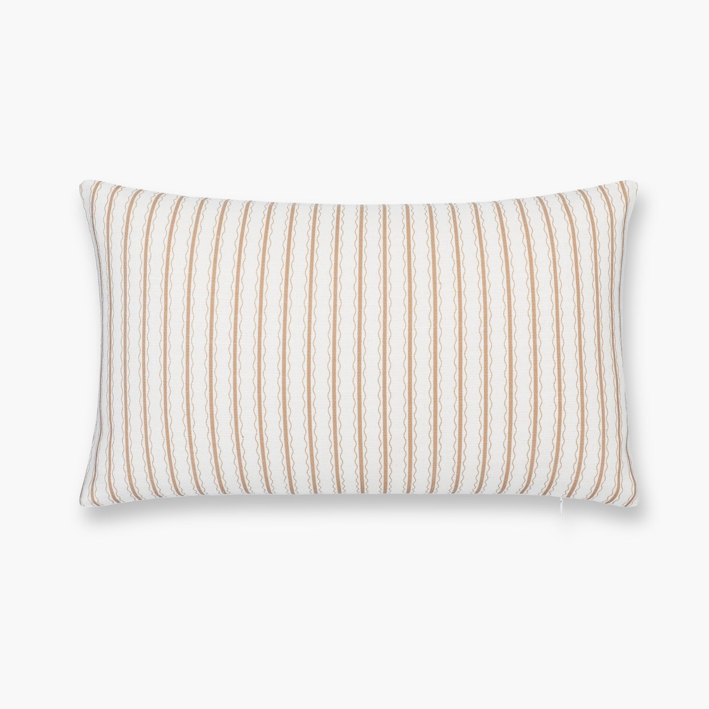 Liora Indoor Outdoor Lumbar Pillow Cover, Wave Stripes, Ivory Cream Tan, 12"x20"