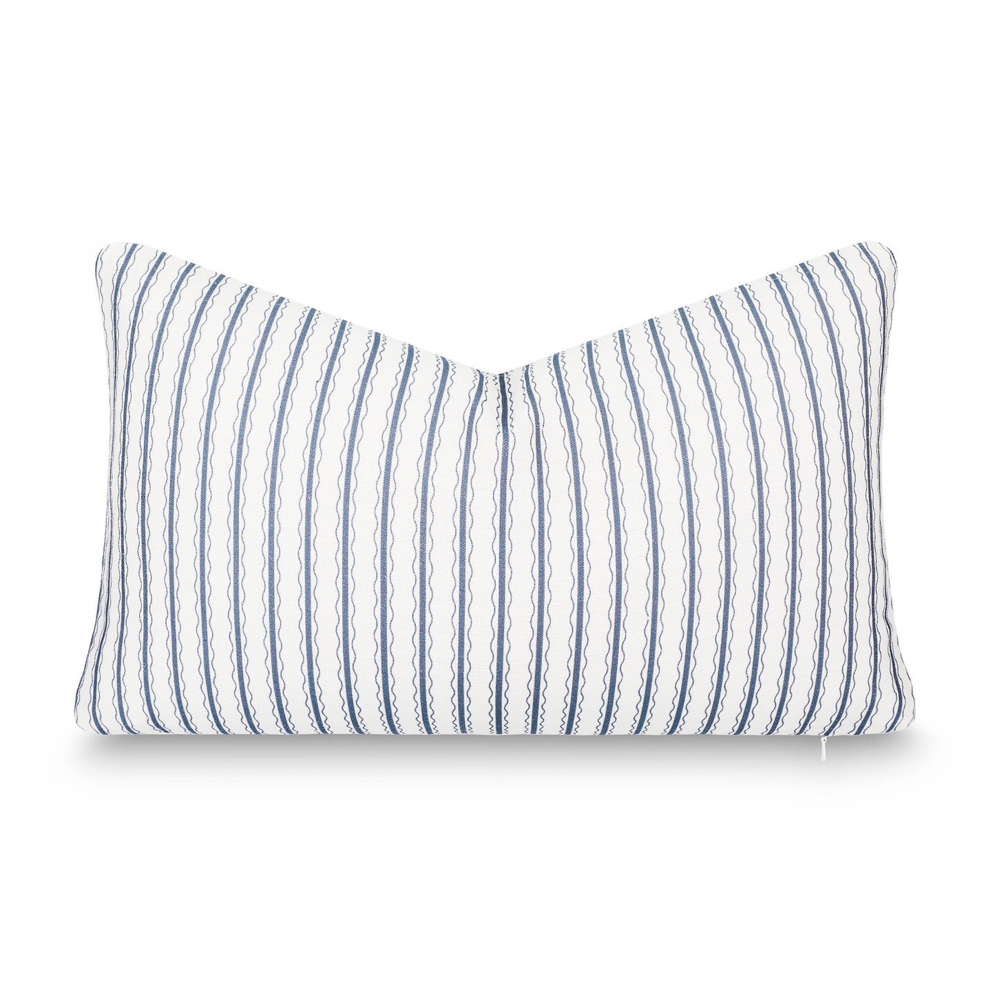 Liora Indoor Outdoor Lumbar Pillow Cover, Wave Stripes, Azure Blue, 12"x20"
