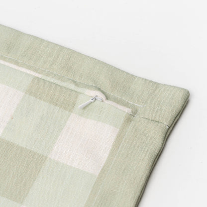 Sophie Indoor Outdoor Throw Pillow Cover, Gingham, Light Green, 22"x22"