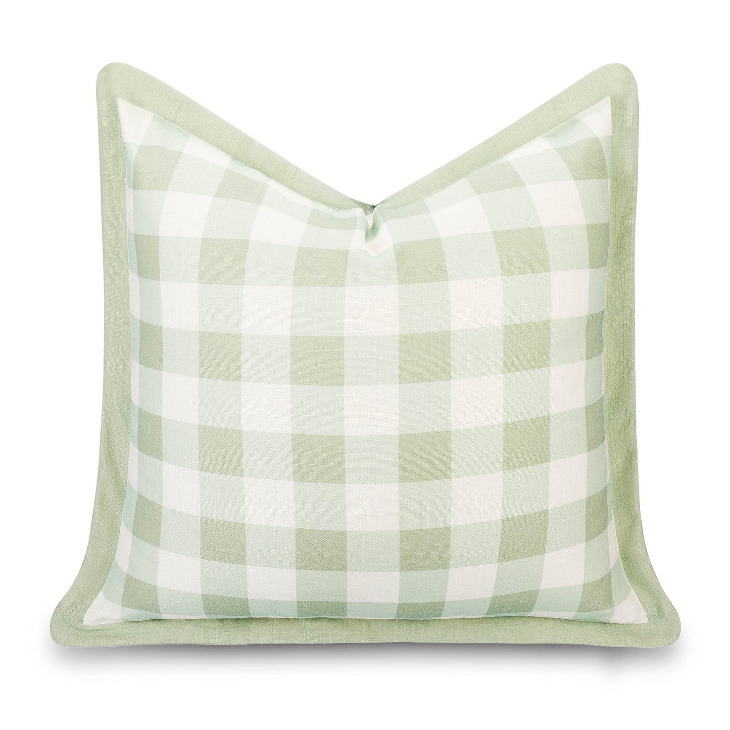 Sophie Indoor Outdoor Throw Pillow Cover, Gingham, Light Green, 22"x22"