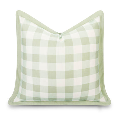 Sophie Indoor Outdoor Throw Pillow Cover, Gingham, Light Green, 22"x22"