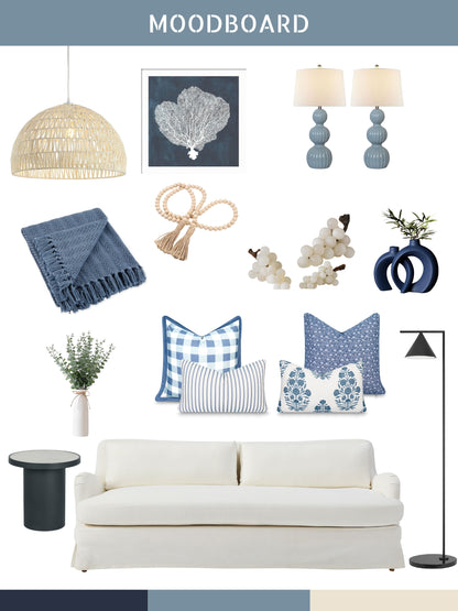 Sophie Indoor Outdoor Throw Pillow Cover, Gingham, Azure Blue, 22"x22"