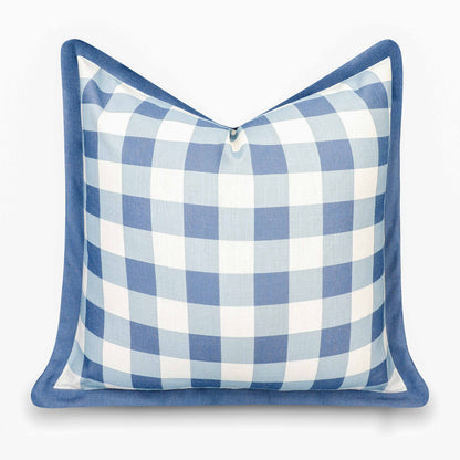 Sophie Indoor Outdoor Throw Pillow Cover, Gingham, Azure Blue, 22"x22"