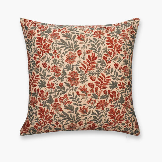 Auvin Indoor Outdoor Throw Pillow Cover, Sketch Botanical Flowers and Leaves, Rust Orange, 20"x20"