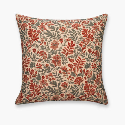 Auvin Indoor Outdoor Throw Pillow Cover, Sketch Botanical Flowers and Leaves, Rust Orange, 20"x20"