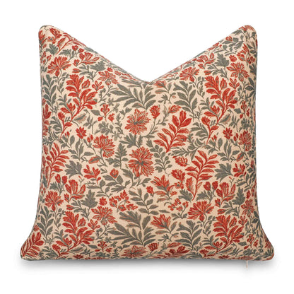 Auvin Indoor Outdoor Throw Pillow Cover, Sketch Botanical Flowers and Leaves, Rust Orange, 20"x20"