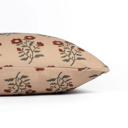 Virel Indoor Outdoor Lumbar Pillow Cover, Block Painting Flowers, Rust Orange Green, 12"x20"