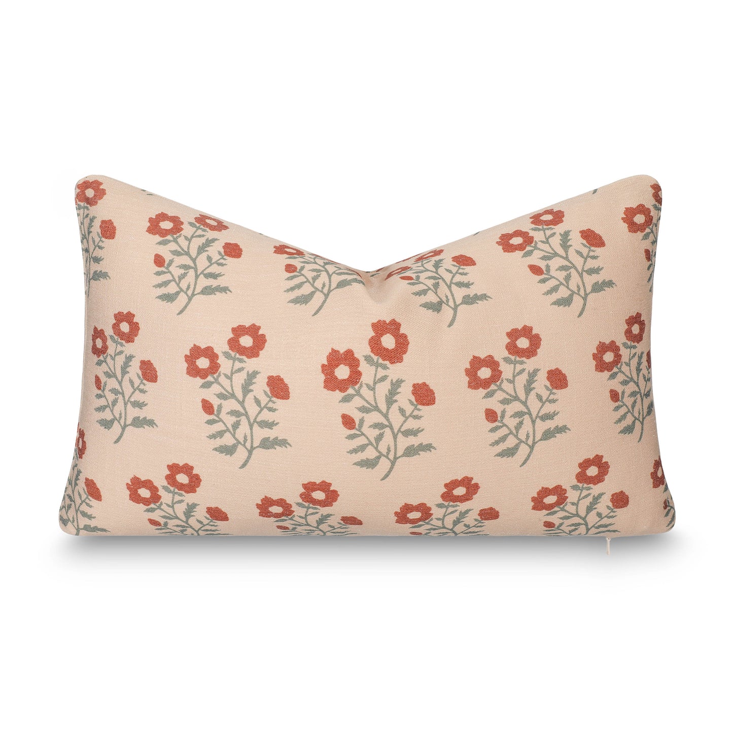 Virel Indoor Outdoor Lumbar Pillow Cover, Block Painting Flowers, Rust Orange Green, 12"x20"
