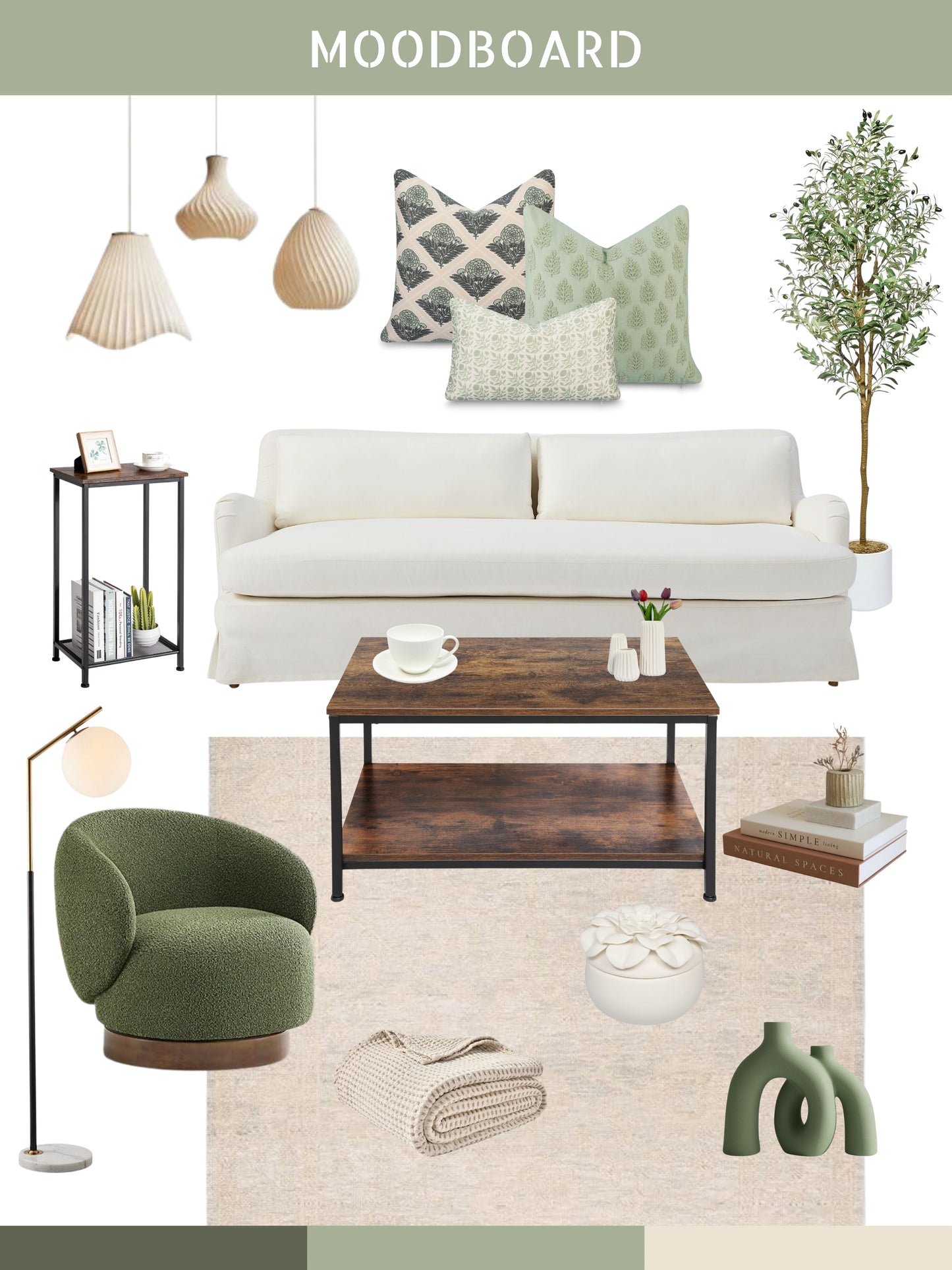 Marigny Indoor Outdoor Throw Pillow Cover, Leaves, Light Green, 20"x20"