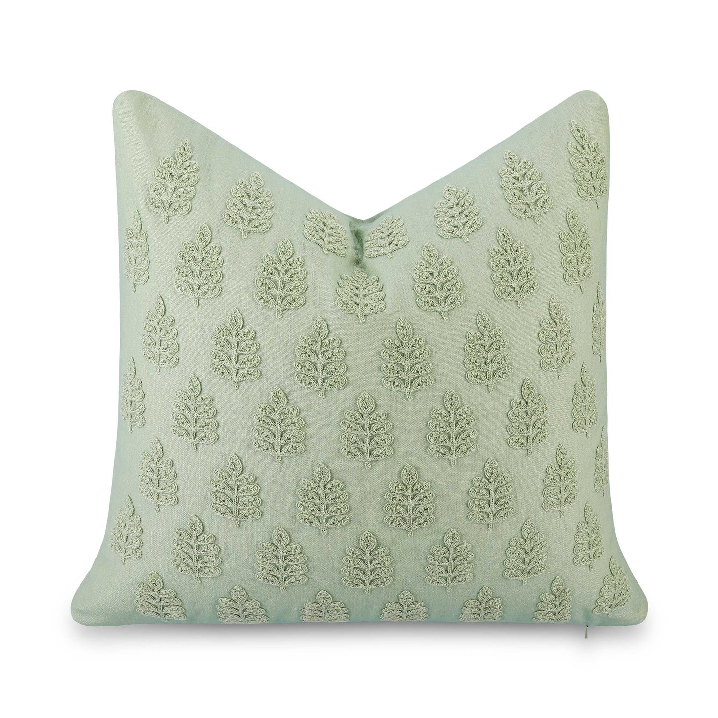 Marigny Indoor Outdoor Throw Pillow Cover, Leaves, Light Green, 20"x20"