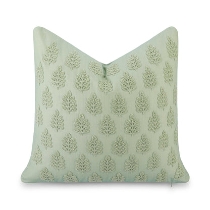 Marigny Indoor Outdoor Throw Pillow Cover, Leaves, Light Green, 20"x20"