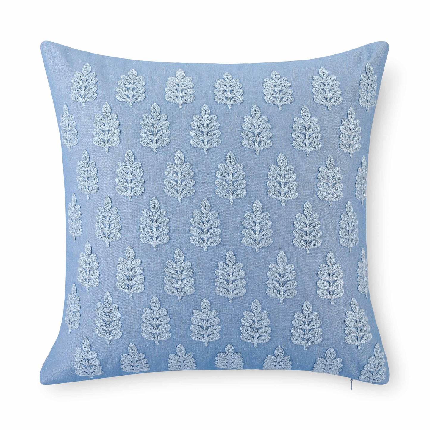 Marigny Indoor Outdoor Throw Pillow Cover, Leaves, Light Blue, 20"x20"