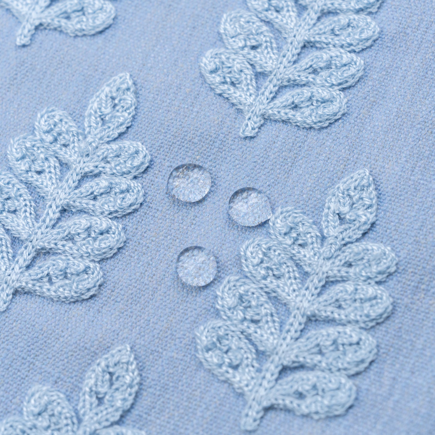 Marigny Indoor Outdoor Throw Pillow Cover, Leaves, Light Blue, 20"x20"