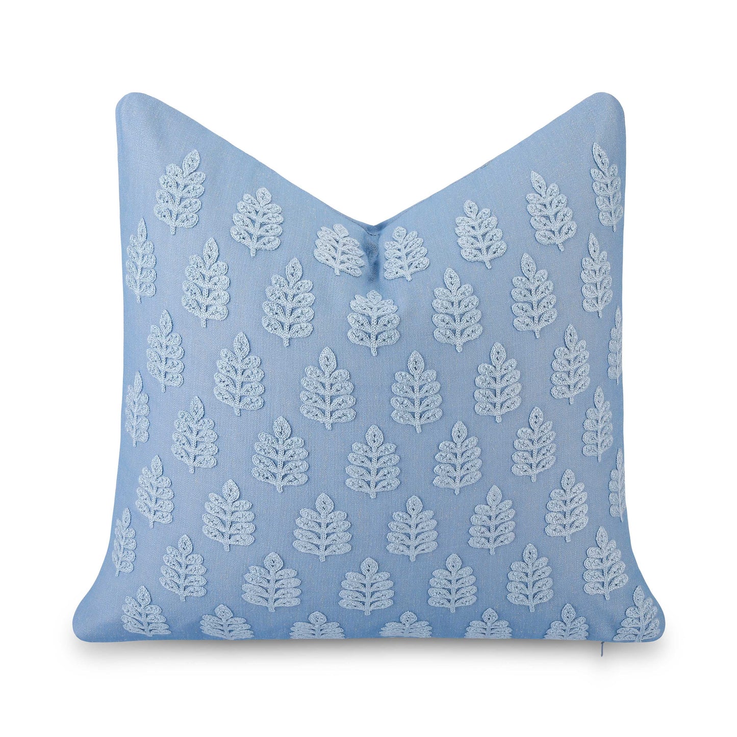 Marigny Indoor Outdoor Throw Pillow Cover, Leaves, Light Blue, 20"x20"