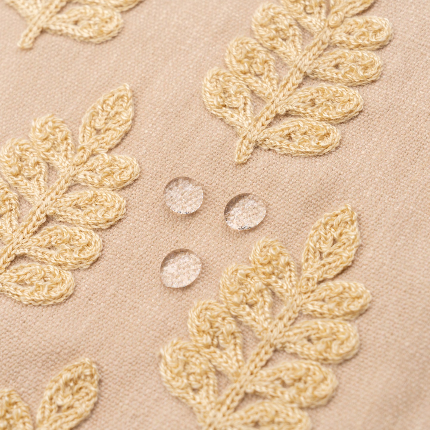 Marigny Indoor Outdoor Throw Pillow Cover, Leaves, Earth Tone Ivory Cream Tan, 20"x20"