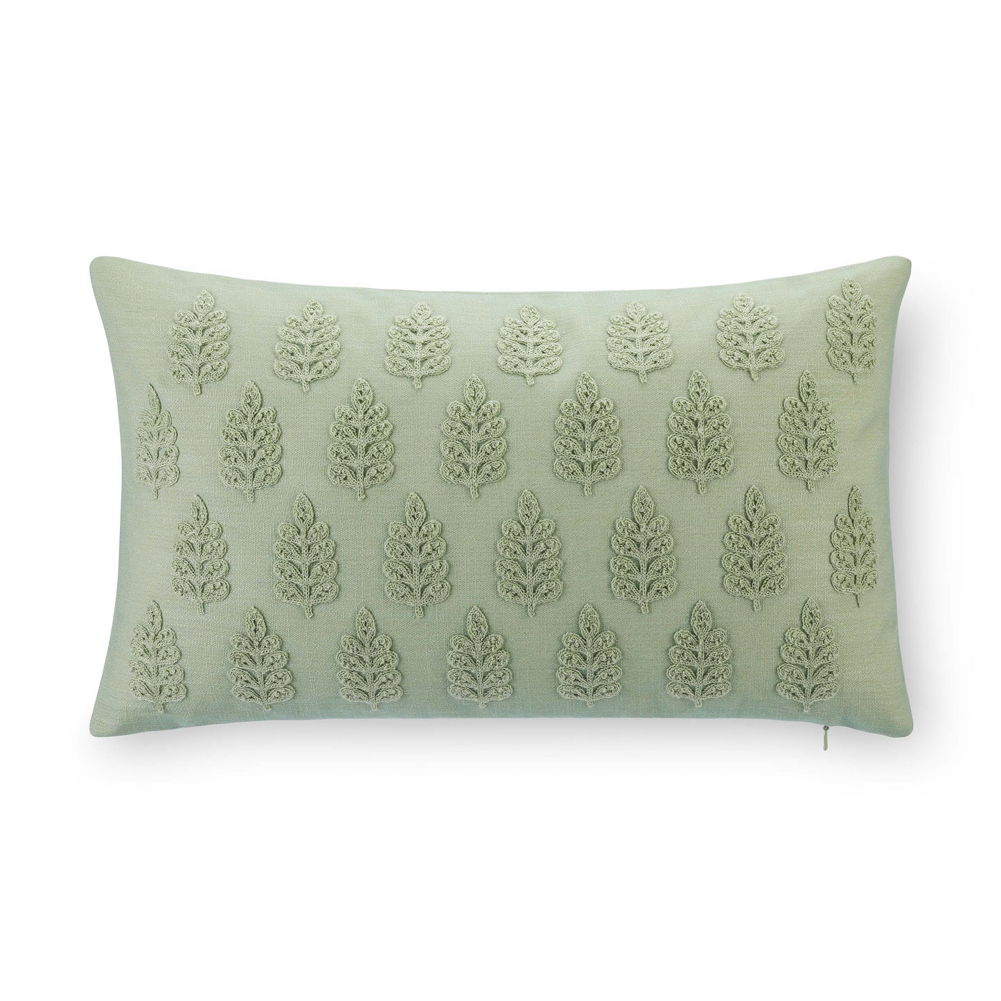 Marigny Indoor Outdoor Lumbar Pillow Cover, Leaves, Light Green, 12"x20"