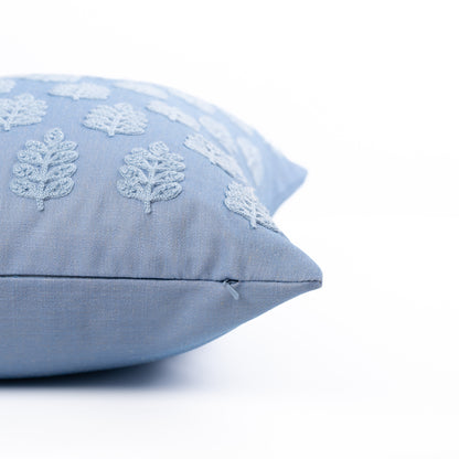 Marigny Indoor Outdoor Lumbar Pillow Cover, Leaves, Light Blue, 12"x20"