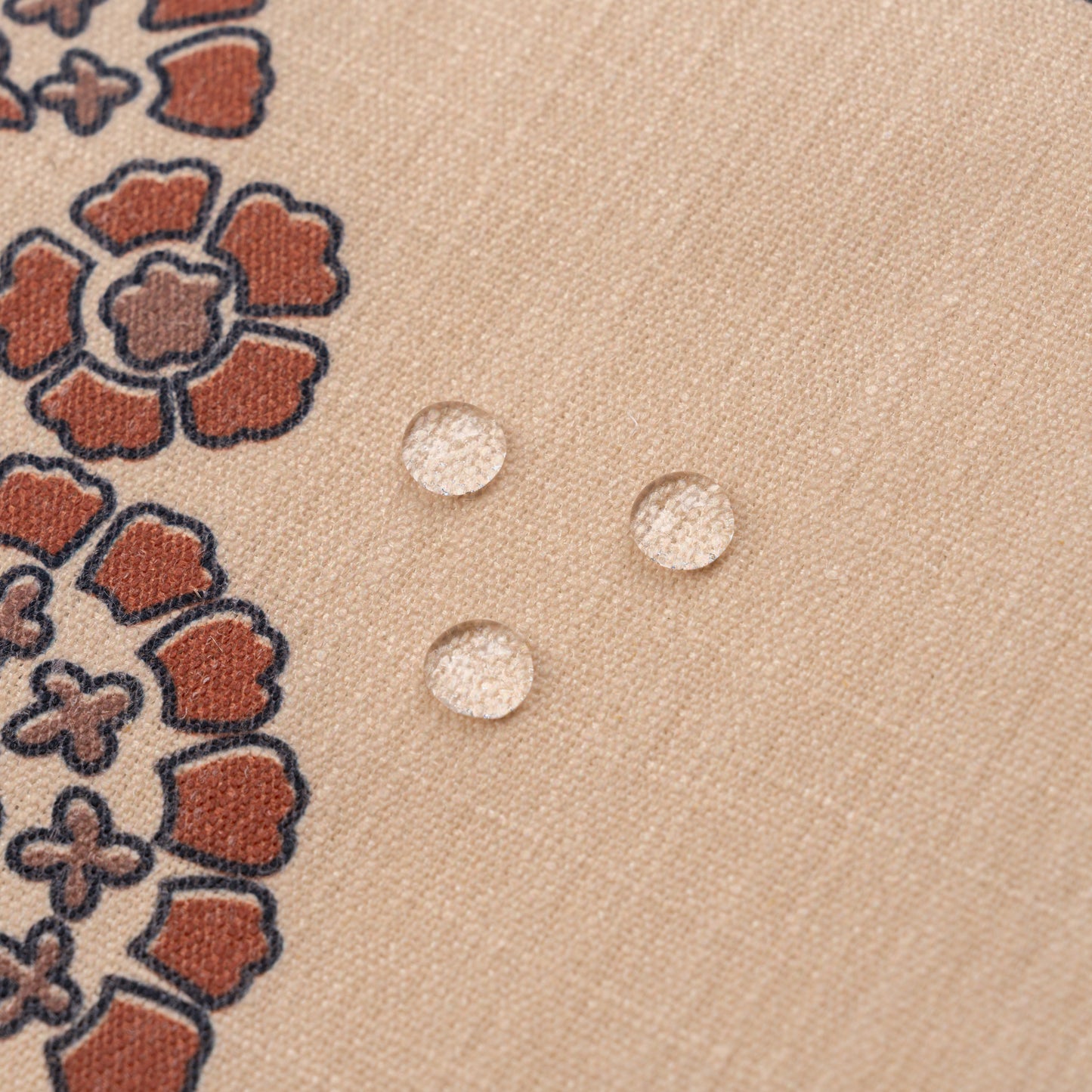 Avalora Indoor Outdoor Throw Pillow Cover, Block Print Hydrangea Flowers, Earth Tone Tan Rust Orange, 20"x20"