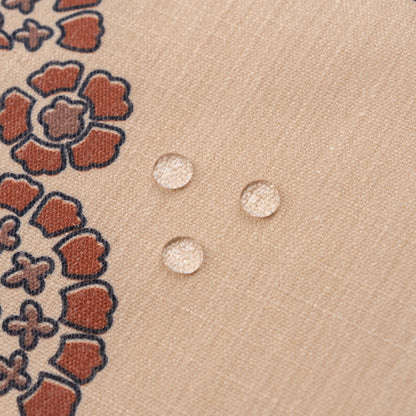 Avalora Indoor Outdoor Throw Pillow Cover, Block Print Hydrangea Flowers, Earth Tone Tan Rust Orange, 20"x20"