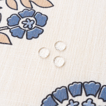 Avalora Indoor Outdoor Lumbar Pillow Cover, Block Print Hydrangea Flowers, Earth Tone Tan Azure Blue, 12"x20"