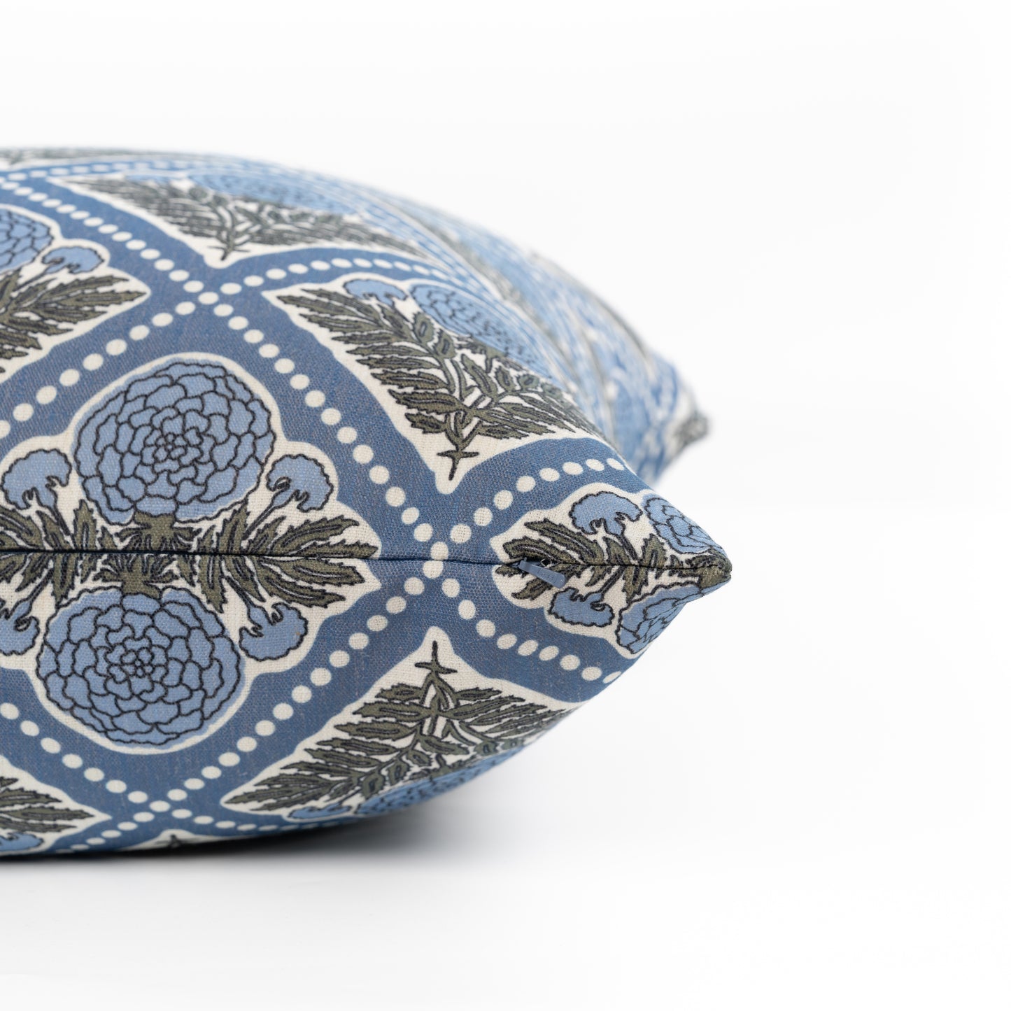 Chartelle Indoor Outdoor Throw Pillow Cover, Block Print Vintage Hydrangea Flowers, Azure Light Blue, 20"x20"