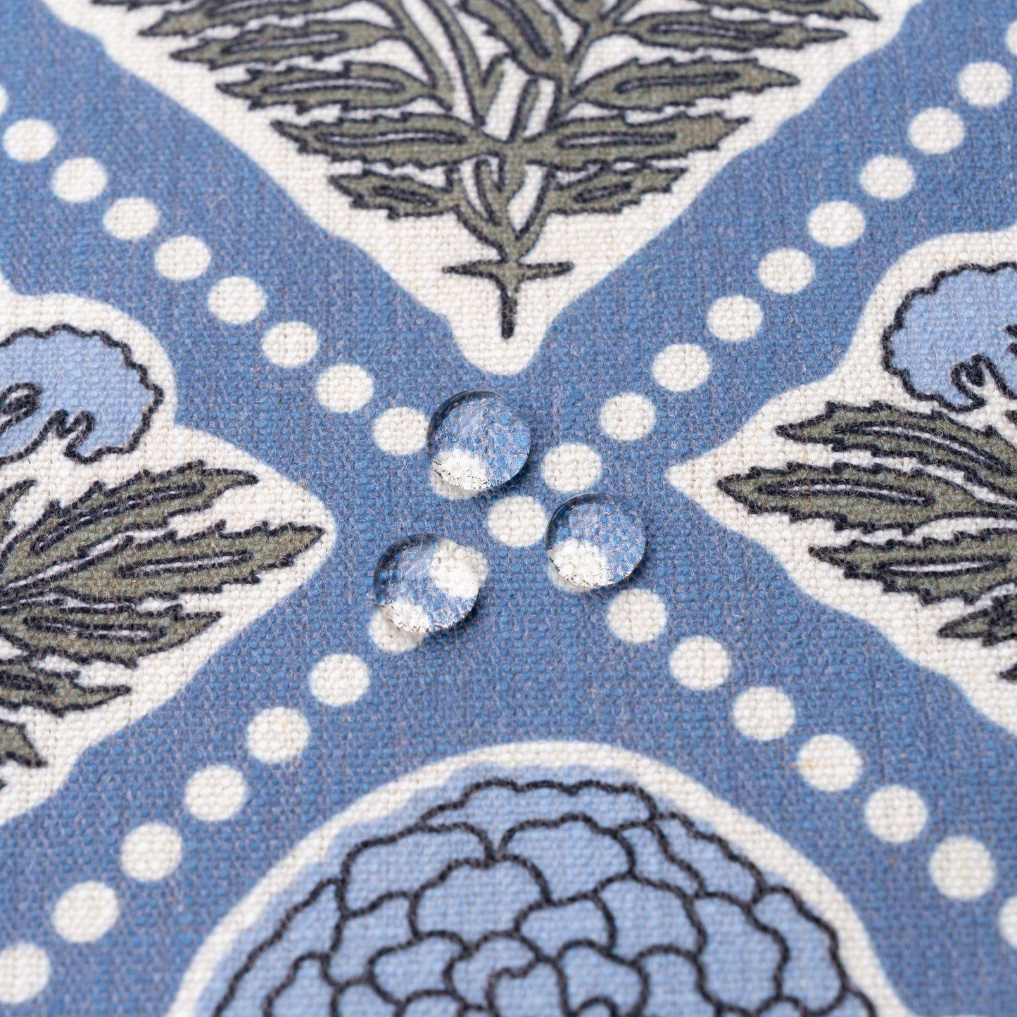 Chartelle Indoor Outdoor Lumbar Pillow Cover, Block Print Vintage Hydrangea Flowers, Azure Light Blue, 12"x20"