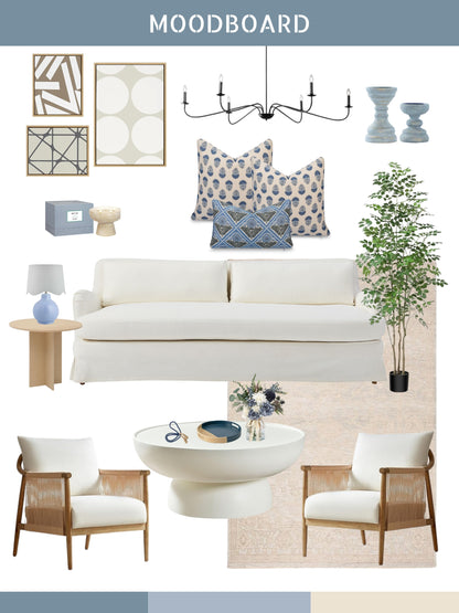 Chartelle Indoor Outdoor Lumbar Pillow Cover, Block Print Vintage Hydrangea Flowers, Azure Light Blue, 12"x20"