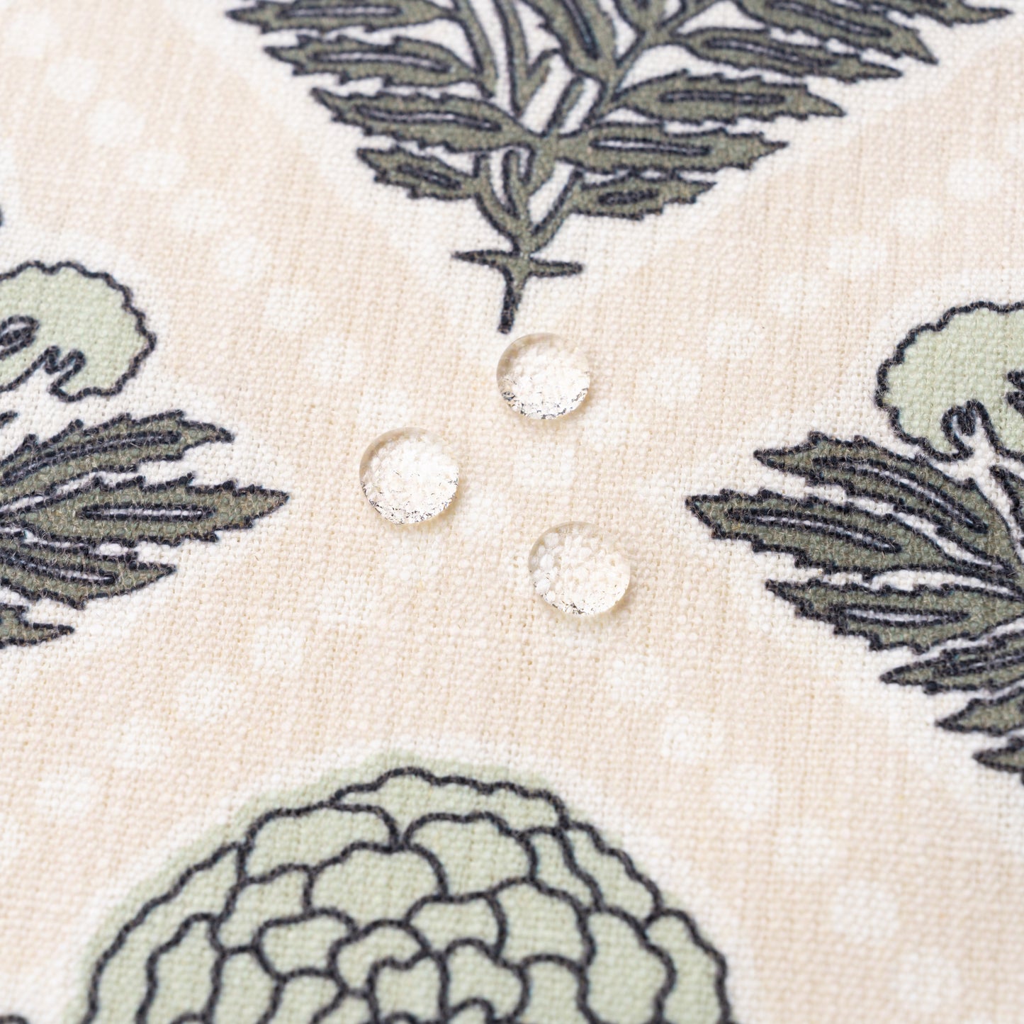 Chartelle Indoor Outdoor Lumbar Pillow Cover, Block Print Vintage Hydrangea Flowers, Earth Tone Light Green Tan, 12"x20"